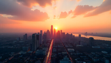 Fototapeta premium sunset over the city