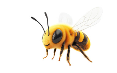 3d cartoon illustration of cute bee on white background,png