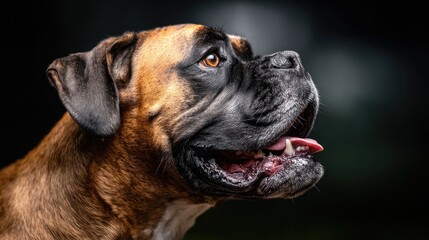 Close-up portrait of a Boxer dog