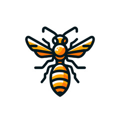 Stylized wasp illustration with vibrant yellow and black colors, copy space