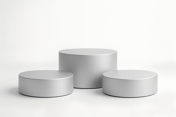 Ultra-Minimalist Style Product Showcase with Three Sleek Circular Pedestals