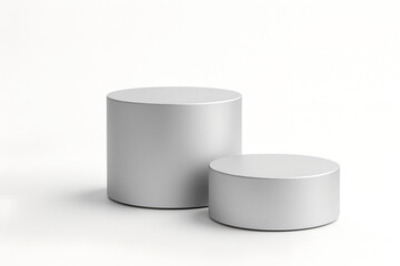 Ultra-Minimalist Style Product Showcase with Two Sleek Circular Pedestals