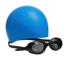 Swimming gear preparation for competitive events in aquatic centers equipment setup indoor environment enthusiastic perspective. Cut out png