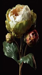 Close-up of a vibrant peony