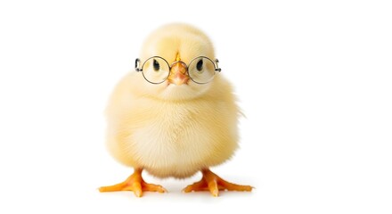 Obraz premium Cute Chick with Glasses Isolated on White