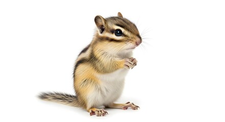 Cute Chipmunk Standing Isolated on White