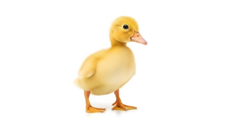 Adorable Yellow Duckling Isolated on White