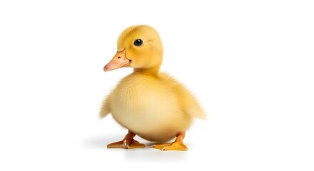 Adorable Yellow Duckling on White Background
