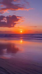 Obraz premium 背景素材 夕日の沈む砂浜 Background Sunset Beach （Generative AI）