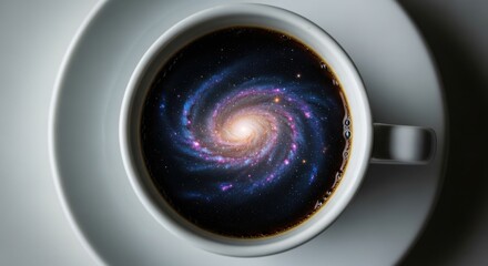 Celestial Awakening: A Luminous Galaxy Swirling in a Coffee Cup