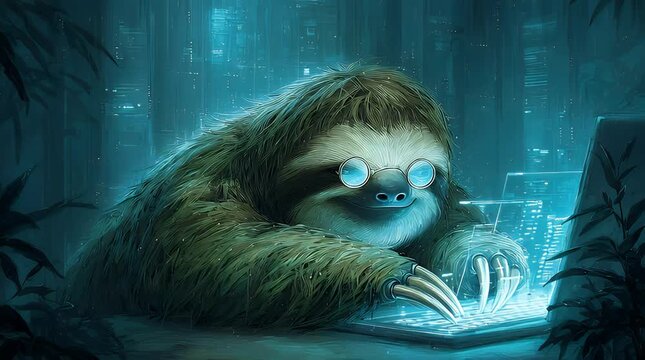 Slow loris in the front of laptop