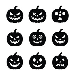 Vector Set of Pumpkin Silhouette Halloween Element