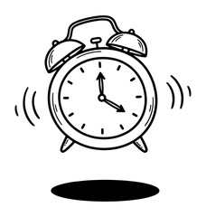 Illustration of a Shaking Alarm Clock with Shadow