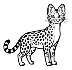 Obraz premium Detailed Black and White Illustration of a Serval Cat