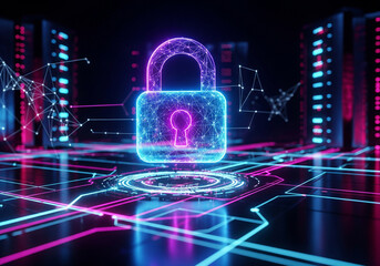 Cybersecurity Digital Lock Concept