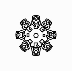 Meeting Room Icon &ndash; People Around Round Table Outline