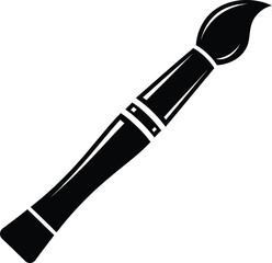 Naklejka premium Paintbrush vector icon, black silhouette of an artist paint brush, creative art tool for painting and drawing, flat design eps illustration