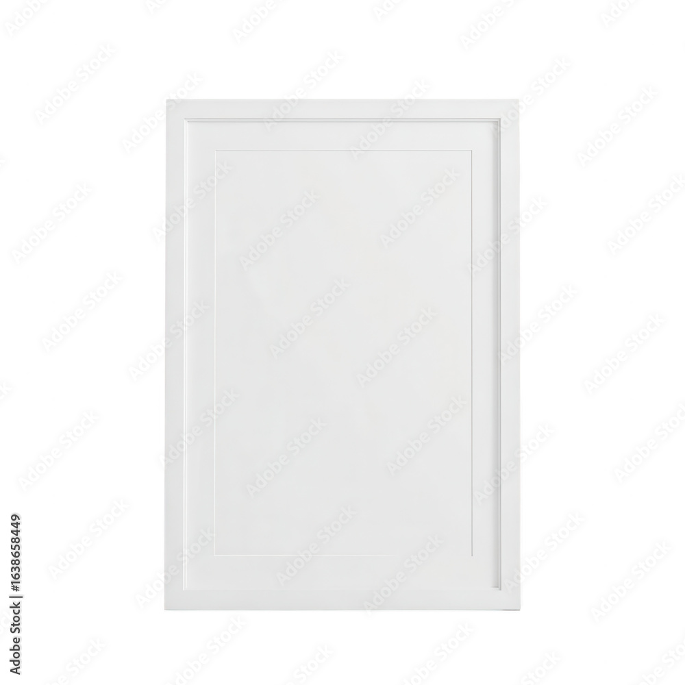 Poster empty white picture frame isolated on transparent background, ready for your custom image or text