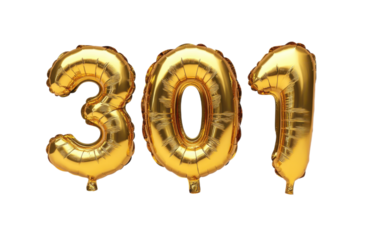 30 number thirty font golden ballon on white background,png