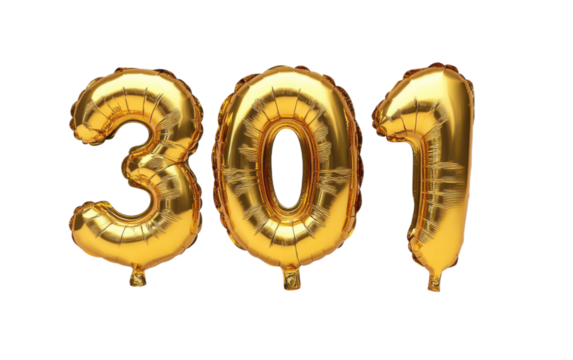 30 number thirty font golden ballon on white background,png