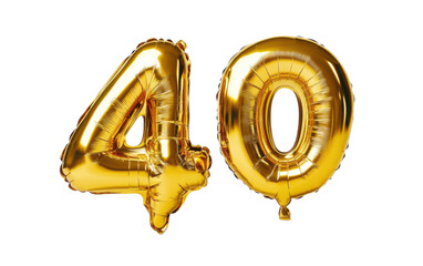 40 number forty font golden ballon on white background,png