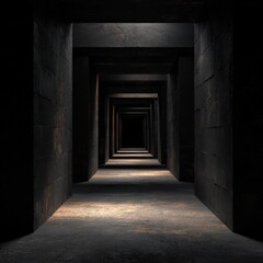 High-quality photo of abandoned tunnel corridor melancholic dark background. Generative AI technology.