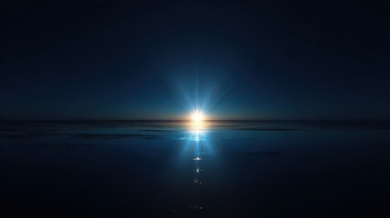 High-quality photo of abstract dark blue background with light glowing on horizon.