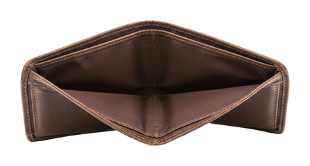 Empty leather wallet on display home setting product minimalist environment financial concept. Cut out png