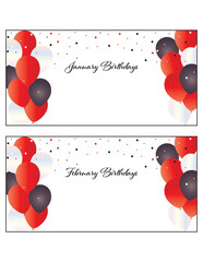 Happy birthday greeting card red, white and black 