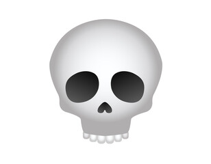 Isolated gradient whitish gray human skull with black eye sockets icon