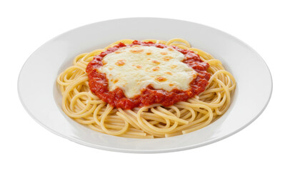Delicious spaghetti with tomato sauce and cheese italian cuisine food indoor dining culinary delight. Cut out png