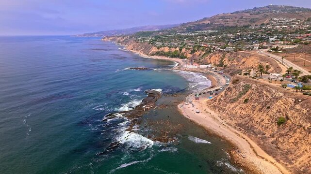 Aerial push in shot of White Point Beach