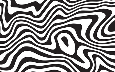 Abstract Horizontal Background With Colorful Waves Lines. Twisted Duo Tone Backgrounds. Abstract Pattern From Lines, Halftone Effect. Black And White In Style Retro 60s, 70s.	
