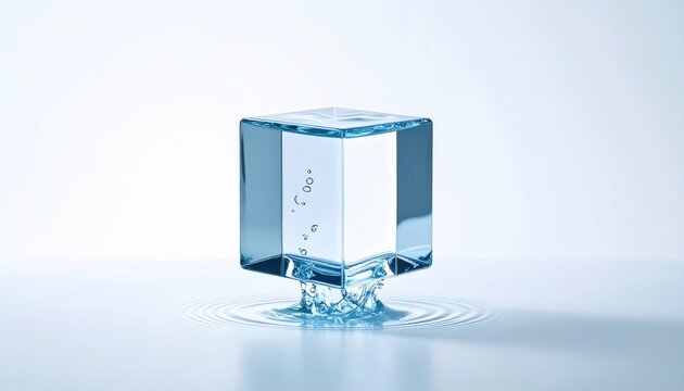 Geometric Water Cube: Abstract Composition with Ripples and Bubbles