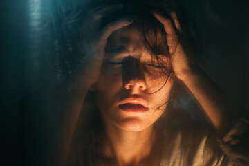 Deep Young woman experiencing emotional pain and struggle