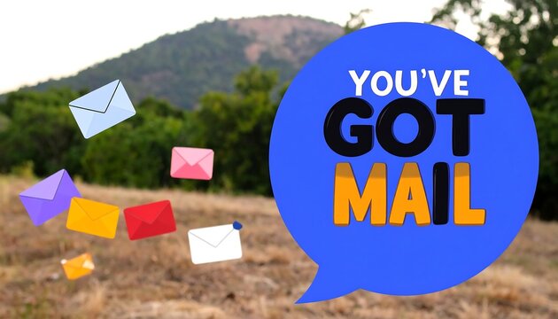 Emails flying over a field