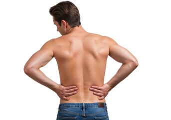 Fototapeta premium Back pain relief techniques home health guide indoor wellness strategies. Cut out png