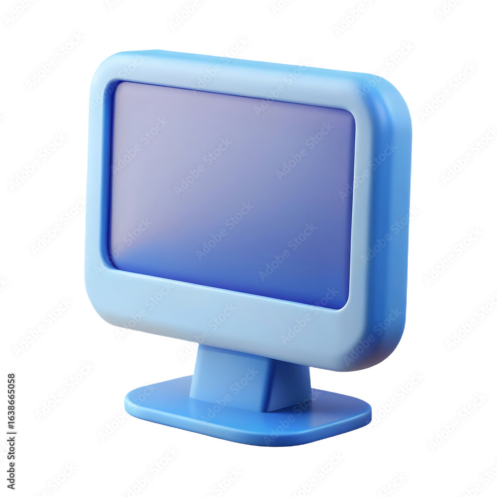Fototapete 3d render of blue computer monitor with modern design for technology and communication concepts pres
