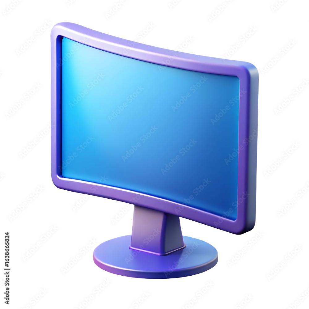 Fototapete modern curved computer monitor in 3d rendering with isolated black background for technology and des