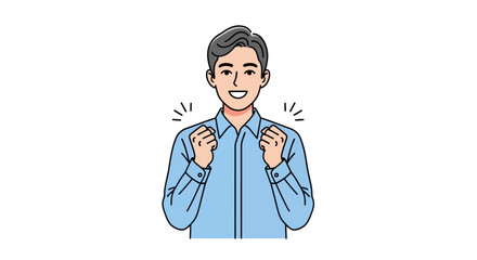 Confident and Smiling Man Illustration Depicting Success and Positivity