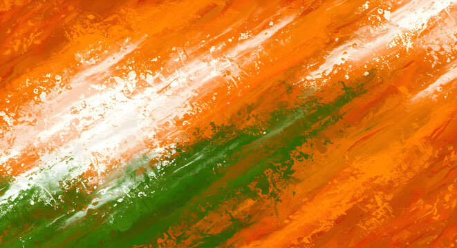 A vibrant saffron white and green abstract painting conveying national pride