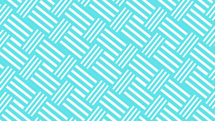 A repeating geometric pattern of interwoven white stripes on a bright turquoise background, creating a woven or basket-like visual texture.