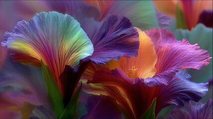 Vibrant abstract floral composition showcasing colorful petals with soft gradients and blurred background