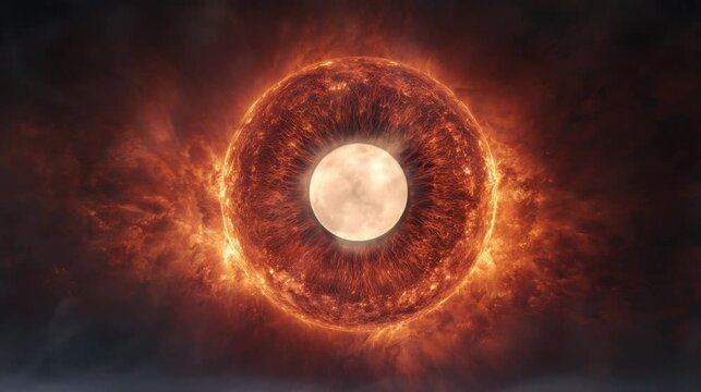 a moon surrounded by very beautiful fire. seamless looping time-lapse virtual 4k video Animation Background.