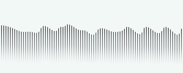 Abstract audio waveform visualization on white background. Digital frequency spectrum.