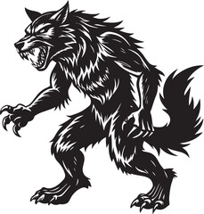  Werewolf silhouette vector  icon illustration-simple silhouette illustration of werewolf, perfect for werewolf logos and icons