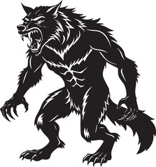 Werewolf silhouette vector  icon illustration-simple silhouette illustration of werewolf, perfect for werewolf logos and icons