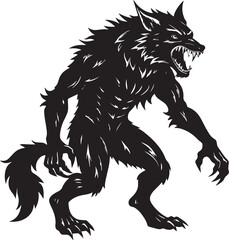  Werewolf silhouette vector  icon illustration-simple silhouette illustration of werewolf, perfect for werewolf logos and icons