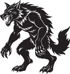  Werewolf silhouette vector  icon illustration-simple silhouette illustration of werewolf, perfect for werewolf logos and icons