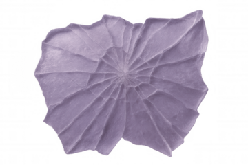 Crumpled purple paper creating radial fractal texture against transparent surface